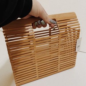 Francesca’s Tahiti Wooden Bamboo Square Clutch